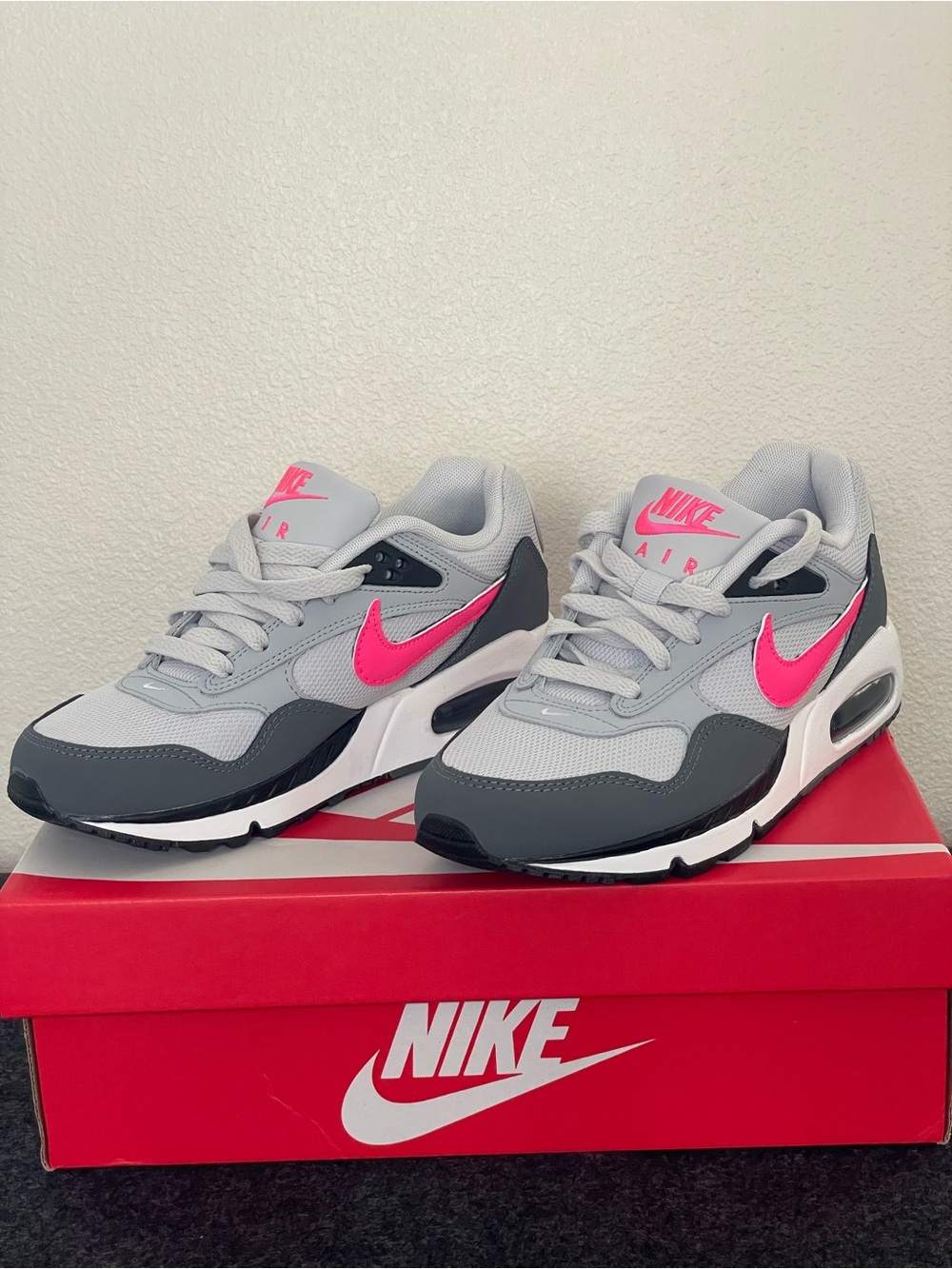 Nike Women’s Air Max Sneakers - Gray with Pink Swoosh